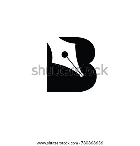 writers b font logo flat vector template