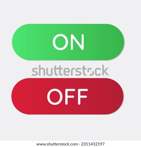 The on and off power buttons are on white background, with ON and OFF set icons. Power Switch sign and symbol, electric power, vector.
