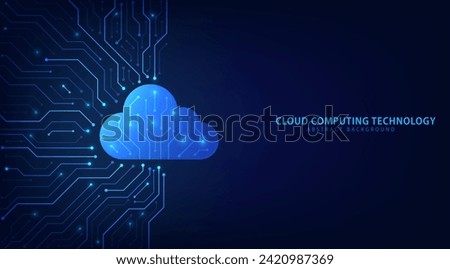 Cloud Computing technology Internet and cyber technology concept. Abstract cloud connection technology on a blue color background. Cloud Computing network with internet icons. Vector and Illustration.