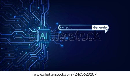 Generative Artificial intelligence technology concept. Generative bot for creating ideas. AI learning by command prompt for generate. Chat with AI. Futuristic abstract background. vector illustration.