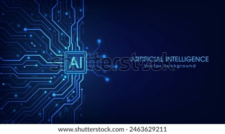 Artificial intelligence abstract background, AI chipset on circuit board. Technology concept design, Machine learning and generate by chip, Vector illustration for banner and web template.