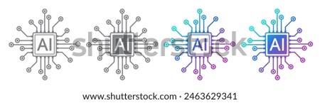 AI Chipset icon. Artificial intelligence technology concept design, Machine learning and generate by chip, Vector illustration for web, UX and UI.