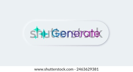 Generate AI button. Artificial intelligence and Machine learning technology concept. AI enters by command prompt to generate ideas. Chat with AI.  UI UX design, Vector illustration.