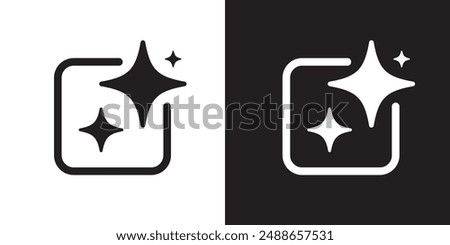 Ai generated icon. AI star and square icon. Tools for generate from the text. Computer help assistant. Large data processing concept. Icon element design for app and web. Vector illustration.