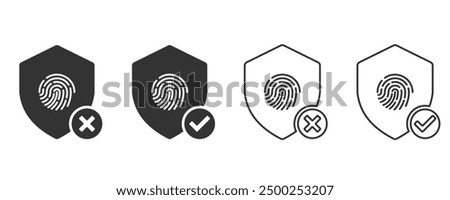 Fingerprint on a shield with a checkmark icon. Flat and line icon. security system and protect data. Vector illustration design for web, UX, UI, and app.