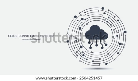 Cloud with circuit icon on circuit board. Cloud computing technology Internet and cyber technology concept. Datacenter and data cloud storage technology. Vector illustration for web and template.