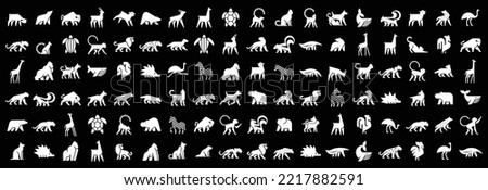 Animals logos collection. Animal logo set. Isolated on Black background	