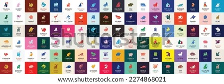 Animals logos collection. Animal logo set. Geometrical abstract logos	
. Icon design	