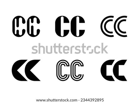 Set of letter CC logos. Abstract logos collection with letters. Geometrical abstract logos