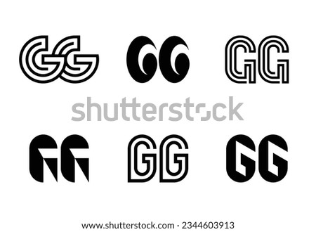 Set of letter GG logos. Abstract logos collection with letters. Geometrical abstract logos