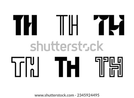 Set of letter TH logos. Abstract logos collection with letters. Geometrical abstract logos