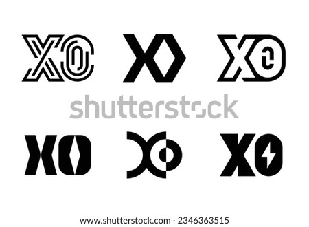 Set of letter XO logos. Abstract logos collection with letters. Geometrical abstract logos