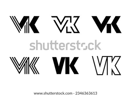 Set of letter VK logos. Abstract logos collection with letters. Geometrical abstract logos