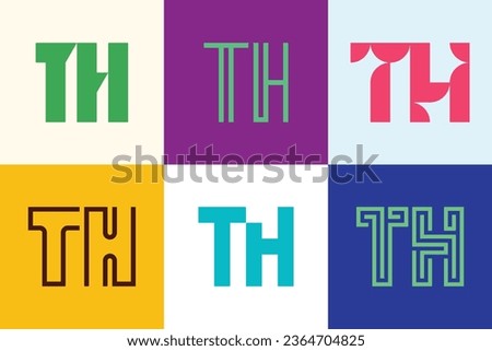 Set of letter TH logos. Abstract logos collection with letters. Geometrical abstract logos