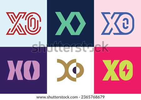 Set of letter XO logos. Abstract logos collection with letters. Geometrical abstract logos