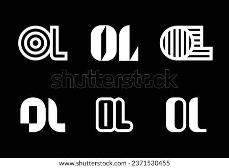 Set of letter OL logos. Abstract logos collection with letters. Geometrical abstract logos