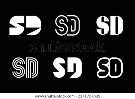 Set of letter SD logos. Abstract logos collection with letters. Geometrical abstract logos