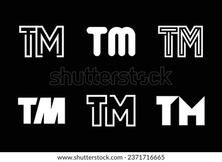 Set of letter TM logos. Abstract logos collection with letters. Geometrical abstract logos