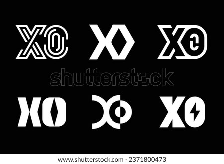 Set of letter XO logos. Abstract logos collection with letters. Geometrical abstract logos