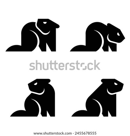 Set of Beaver logo. Icon design. Template elements