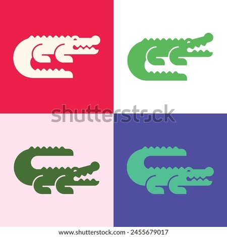 Set of Crocodile logo. Icon design. Template elements