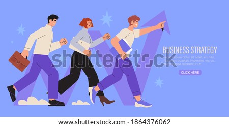 Business strategy, analysis, growth, success, leadership concept. Successful businessman, businesswoman, team, partners walking together. Start up, company employees working together, teambuilding. 