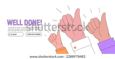 Thumb up hand gesture vector illustration. Good, great job, well done, ok or like symbol vector business or marketing concept for website or social media banner, ui. Concept of approval, agreement.