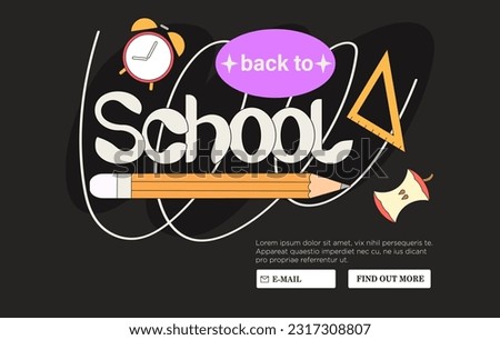 Creative new school year vector illustration for web or social media banner announcement, placard, poster, advertisement. Back to school and school supply shop sale concept in trendy outline style.