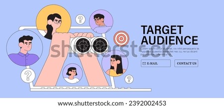 Target customer traffic concept, audience outreach and sales generation. Customer attraction campaign, accurate promo advertising and seo marketing on social media. Focus group vector illustration.