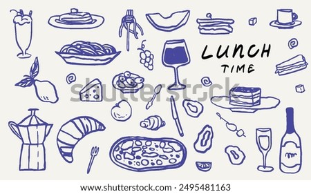 Similar – Image, Stock Photo Spaghetti with seafood. The hands of the head chef prepares a traditional pasta with seafood. The cook pours the sauce over the dish. Restaurant serving dish. Mediterranean Kitchen Banner