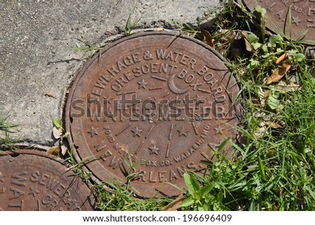 NEW ORLEANS, LA - March 6, 2011: New Orleans Water meter cover.