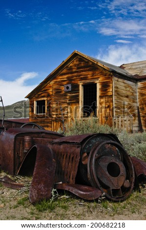 Bodie, California.  A mining town from the late 1800\'s is now a ghost town.  It now remains in a state of \