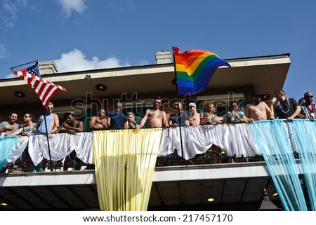 New Orleans, Louisiana - August 31, 2014:  Southern Decadence in the French Quarter of New Orleans, LA.  This year marks the 43rd year for this gay centered event.