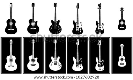 various guitars set vector illustration