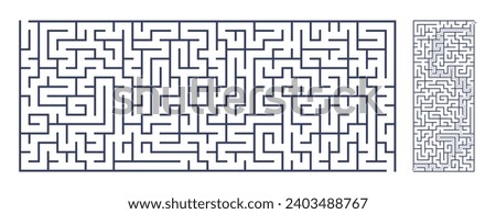 Rectangular maze game template. Maze puzzle with solutions