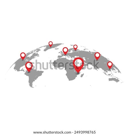 World map infographic, infochart business with pointer mark on blue background