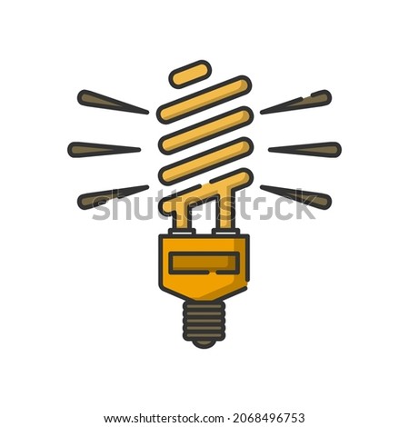 Vector lamp bulb filled line icon, monotone color with small shadow white background