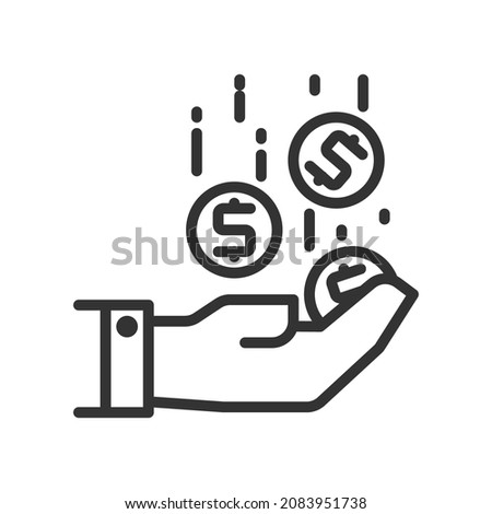 Vector Pay off outline icon, pay off and income related 64x64 Pixel, editable stroke white background