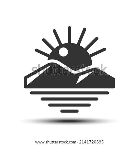 Simple sunrise filled line icon, date and night related concept on the white background