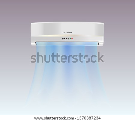 vector of split ac and it's fresh waving air with grey background 
