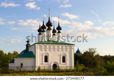Russia, Vladimir region, Log-Jerusalem church, the Church of the Entry into Jerusalem, the center of Suzdal, Trading Rows area, historical places.