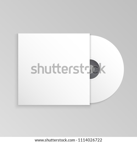 Compact disk (CD) and cover mockup template, vector illustration