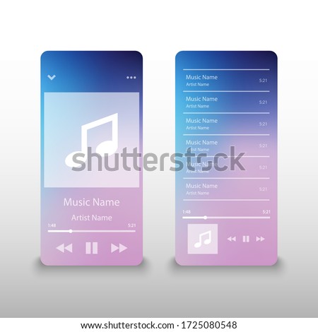 Music player interface application, vector illustration
