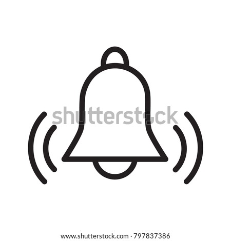 simple flat black outline vector icon alarm bell ringing reminder concept
