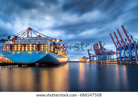 Similar – Image, Stock Photo Container terminal Burchardkai by night