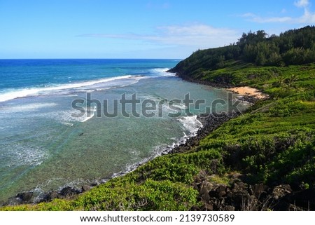 Ka Lae Amana lagoon next to Larson's Beach on the North Shore of Kauai island in Hawaii, United States Stock fotó © 