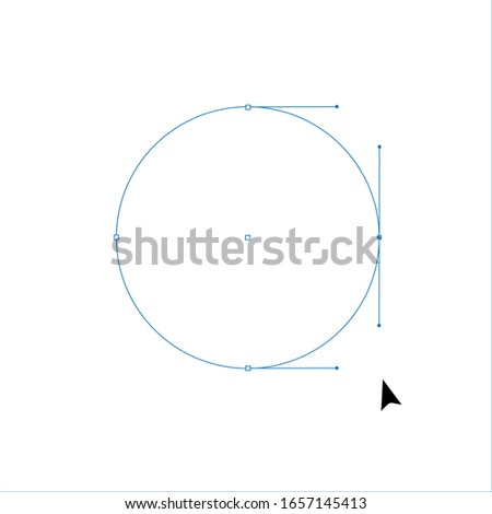 simple elements drawing in adobe illustrator on white background. imitation of drawing or disigning or creating illustration on start of the work. Circle shape