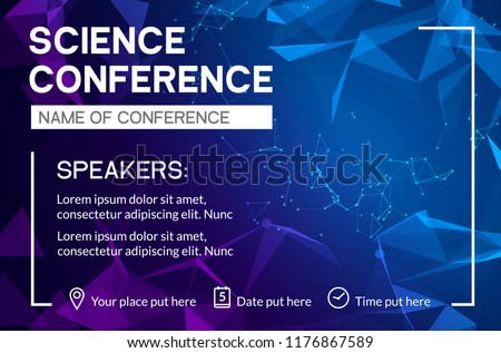 Science conference business design template. Science brochure flyer marketing advertising meeting.