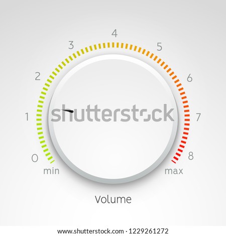 Volume music control knob icon panel. Audio knob element interface.