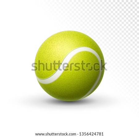 Vector tennis ball isolated on white. Green realistic tennis ball clipart design background closeup.